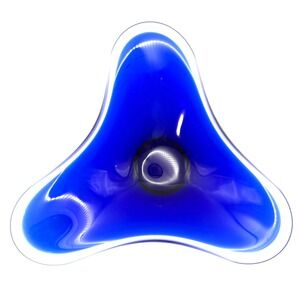 Vintage Cobalt Blue Art‎ Glass Bowl Mid Century Retro Scandinavian READ